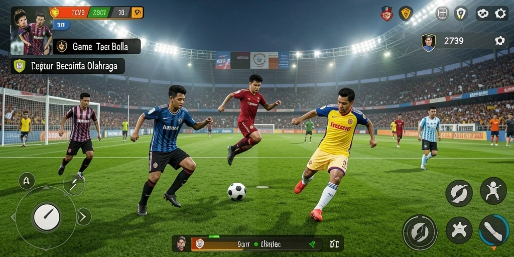 Tampilan gameplay menegangkan dalam game sepak bola 2739.
