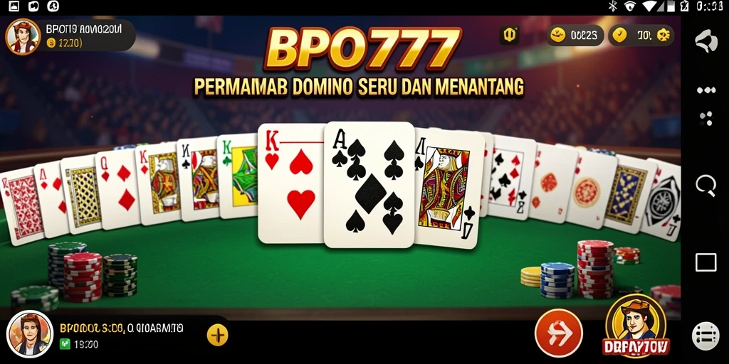 Screenshot BPO777 menampilkan gameplay Domino yang menarik.