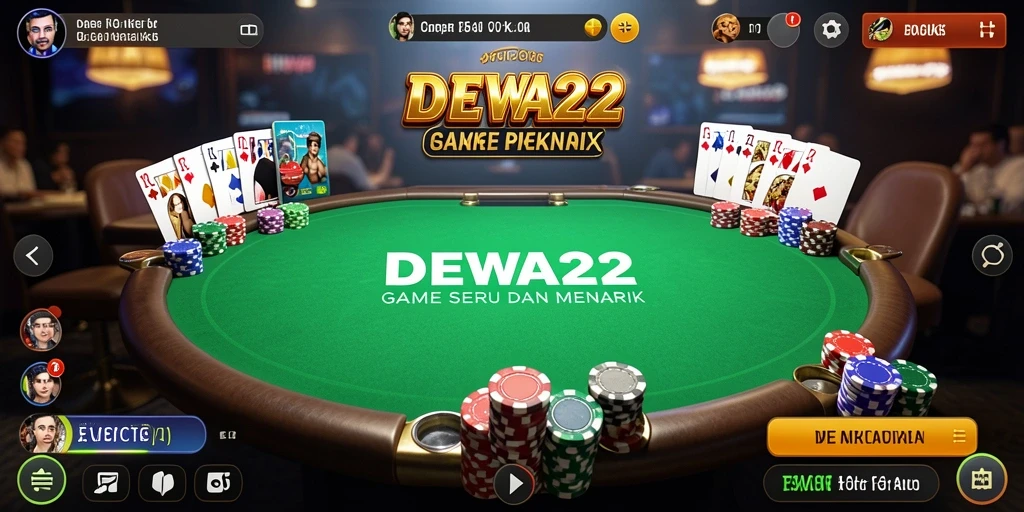 Tampilan gameplay seru dalam aplikasi DEWA22 dengan suasana poker yang mendebarkan.