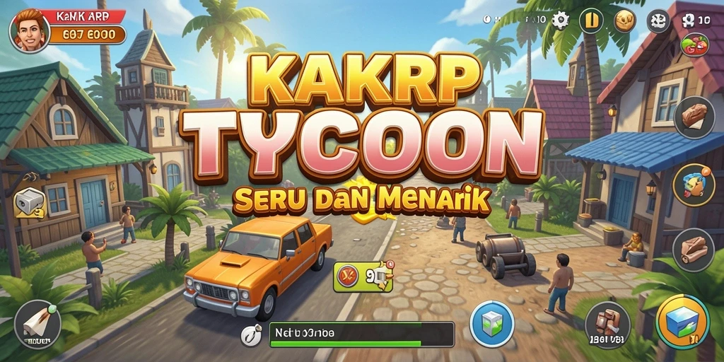 Tampilan gameplay menarik dari KAKRP menunjukkan dunia Tycoon yang dinamis.