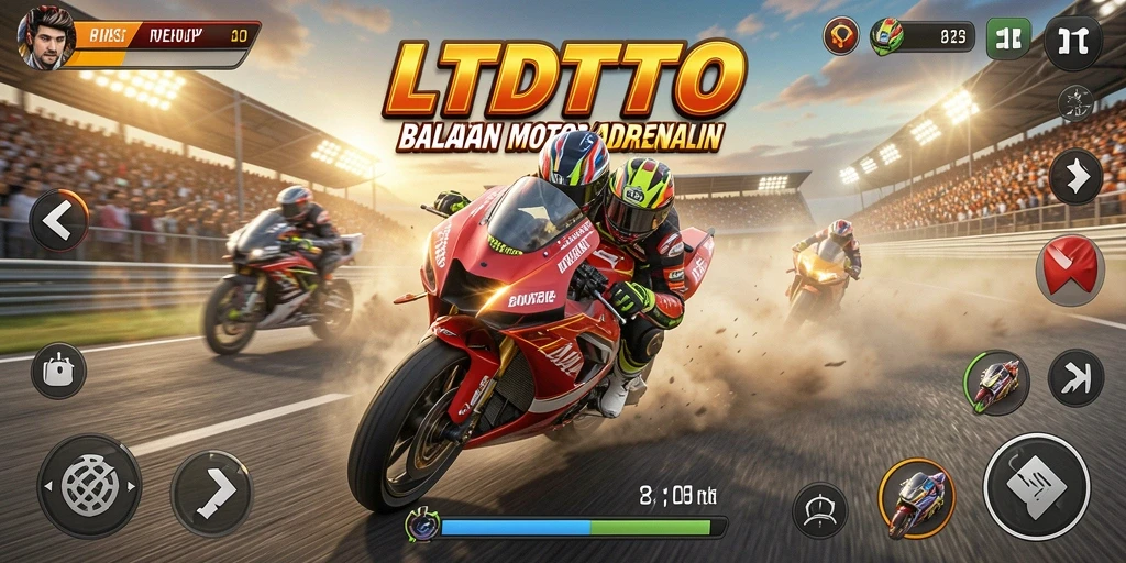 Gameplay LTDTOTO yang menegangkan dengan balapan motor seru.