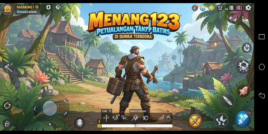 Tangkapan layar gameplay MENANG123 menampilkan petualangan luas dan mendetail.