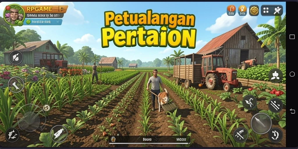 Screenshot RPGAME menampilkan momen gameplay yang seru saat bertani.
